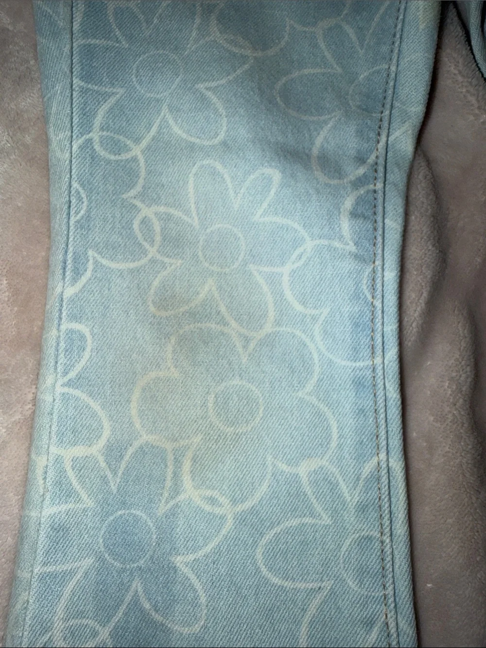 Old Navy Light Blue Floral Flare Jeans